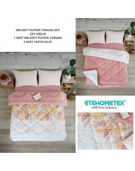 ETE HOMETEX ÇİFT KİŞİLİK LÜX WELSOFT YORGAN 195X215CM ALENA PUDRA 8696474231939